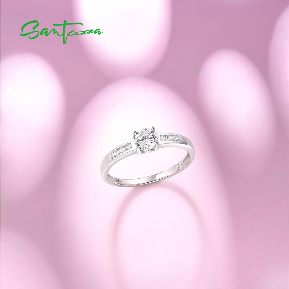 Santuzza925 Sterling Silver Rings For Woman Dazzling White Cubic Zirconia Silver Engagement Romantic Fine Jewelry Female Rings