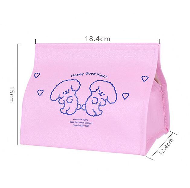 Caja para pañuelos con de mármol y cuero sintético, recipiente para pañuelos, servilletas de papel para el hogar y el coche: Pink-3