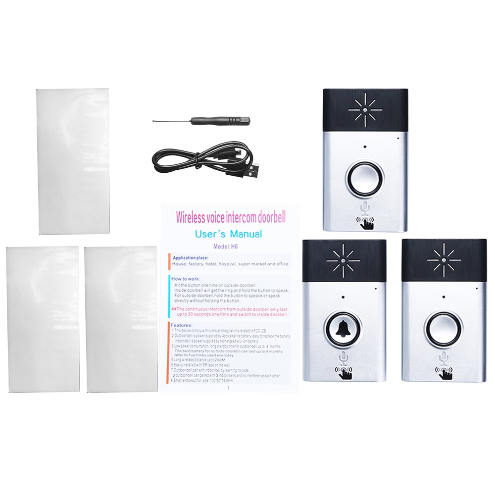 Wireless Voice Intercom Doorbell 2-way Talk Monitor Smart Home Security Door Bell