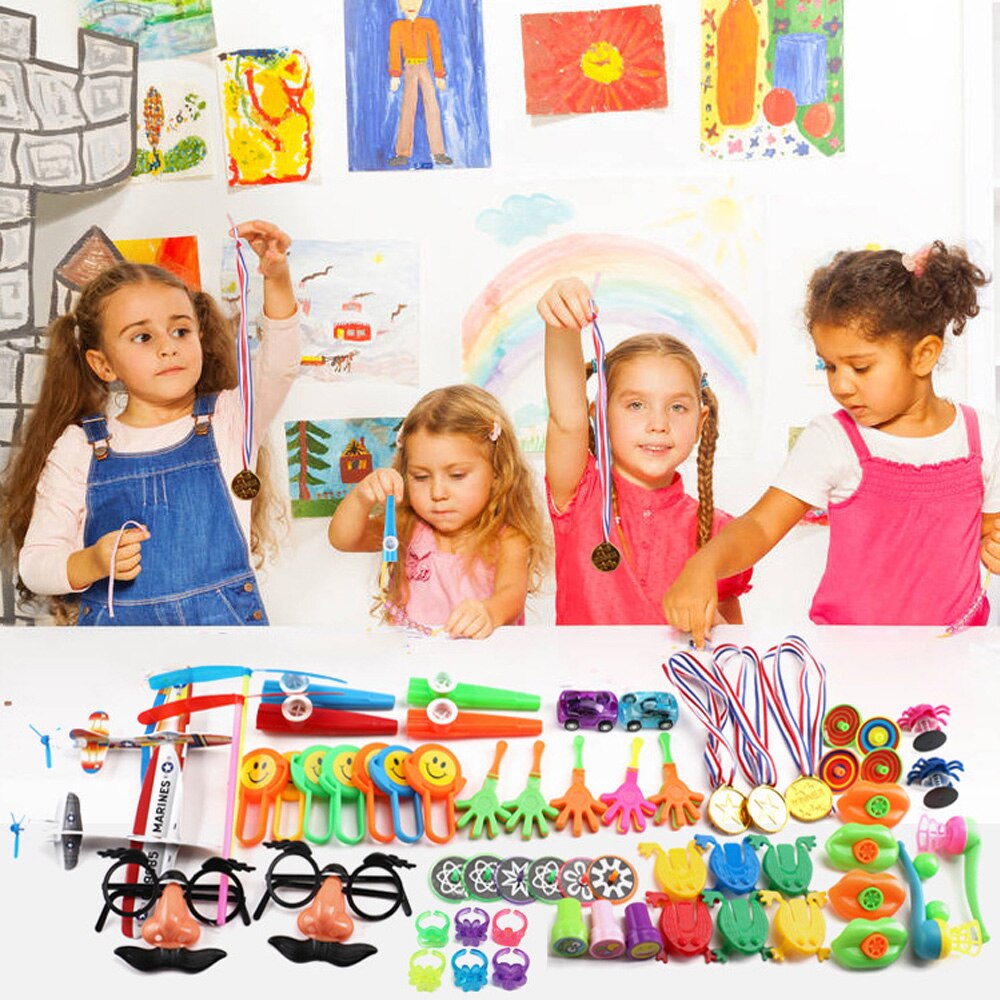 Set van 100 stuks verjaardagsfeestgunsten, pinata-vulling, goodiebag-vulling, weggevertjes voor kinderverjaardagen, prijzen in de klas, speelgoed voor kinderen