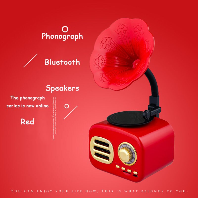 Fonograaf bluetooth speakers draadloze bluetooth speakers retro modieus familie moet kiezen: Ft -5 rood