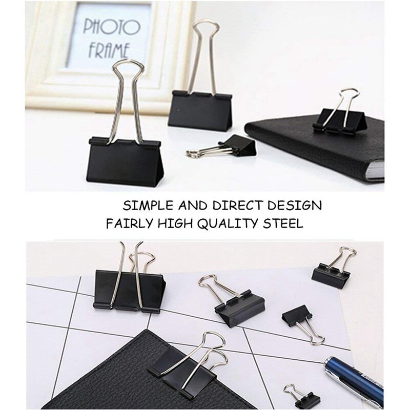 Pinces à reliure Extra larges 2 pouces (paquet de 24), grandes pinces à papier pour fournitures de bureau, noir
