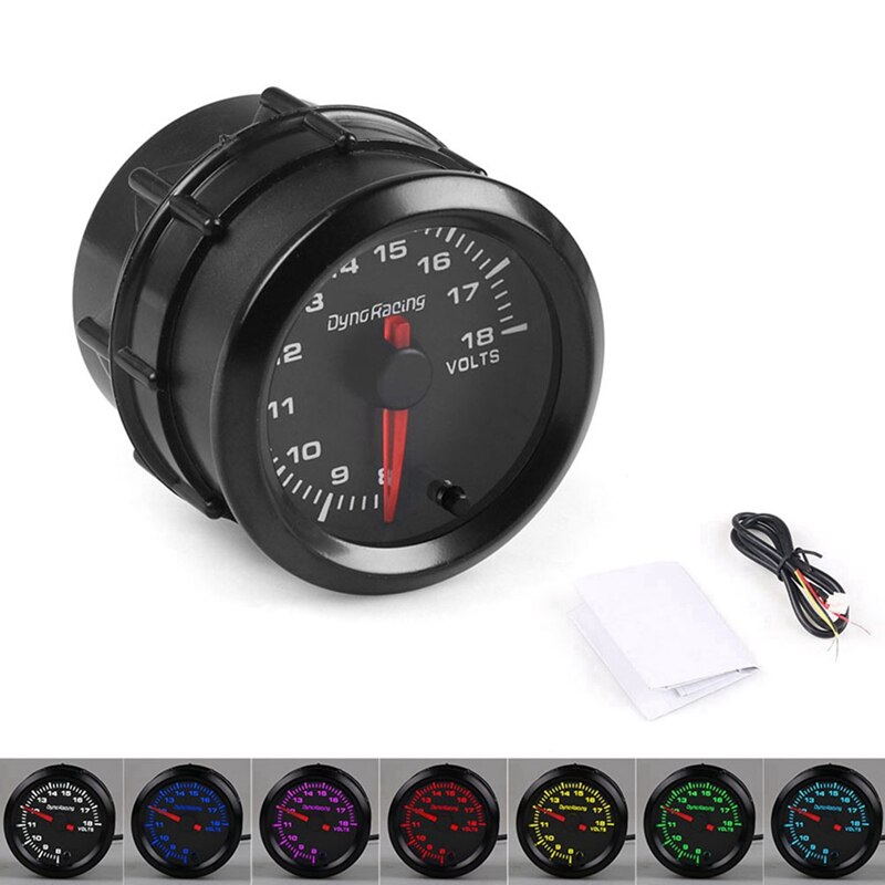 Dyno Racing 2 Inch 52Mm Digitale Pointer 7 Kleur Led Auto Voltmeter