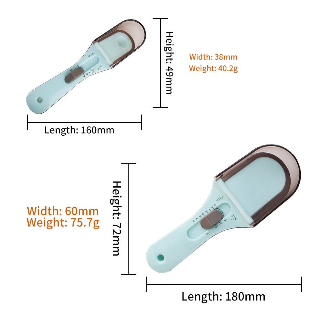 Meijuner Adjustable Measuring Spoons with Magnetic Snaps Portable Metering Scoop Precise Plastic Scale for Baking 30/130ML