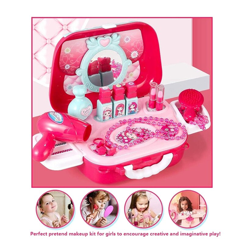 Pretend Play Makeup Toy Set with Crossbody Shoulder Bag,Toys for 3,4,5 Yrs Toddlers Make Up Play Girl Birthday Set