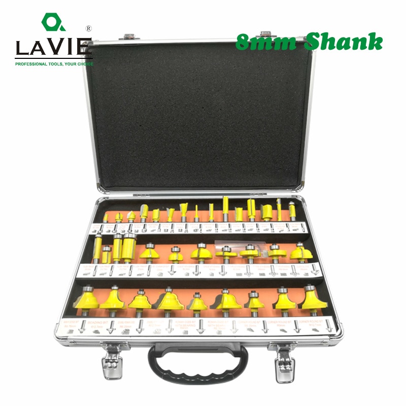 35 pçs 8mm shank carpintaria roteador bits flush em linha reta chanfro corte bits diy fresa para madeira ferramenta de gravura mc02008