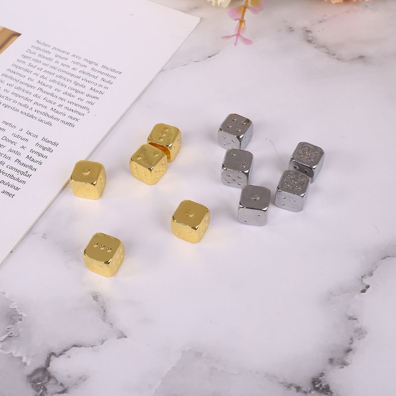 5pcs 13mm Metal Dice Gold/Silver Solid Heavy Dice Bar Night Club Party Drinking DND Game Dice