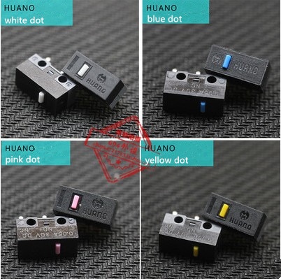 2 pièces/pack original HUANO souris micro interrupteur micro bouton blanc/jaune/bleu/rose point pour le choix