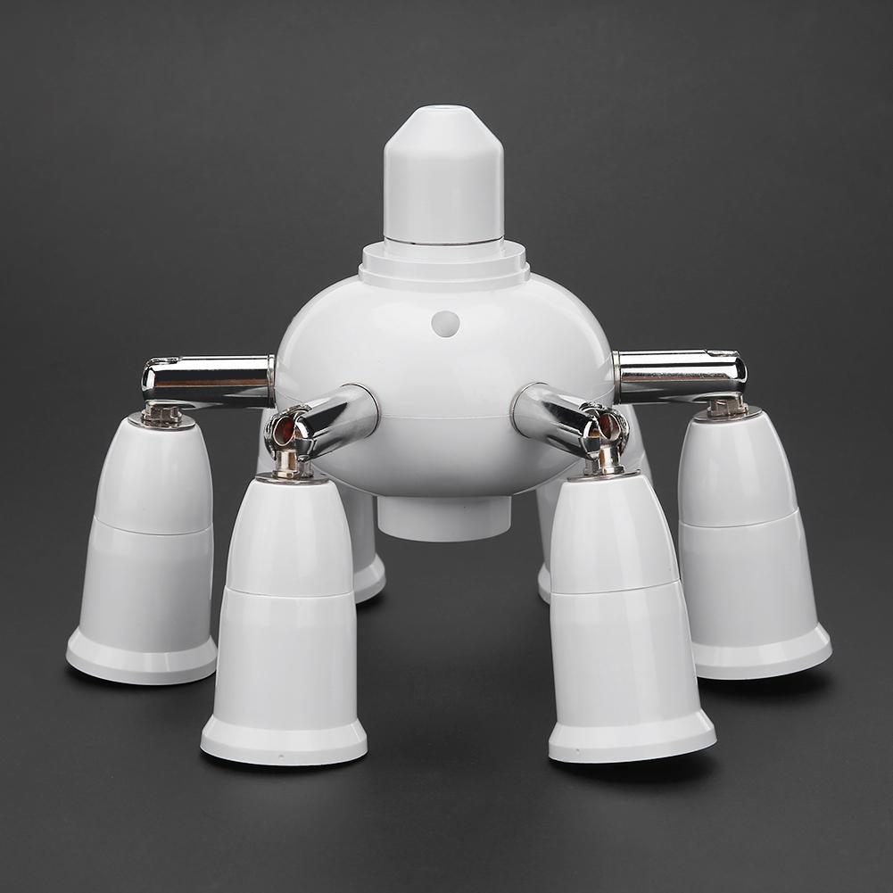 7 i 1 justerbar  e27 splitter 5/7 hoveder lampe base forlænget led pærer fatning splitter holder adapter konverter fatning