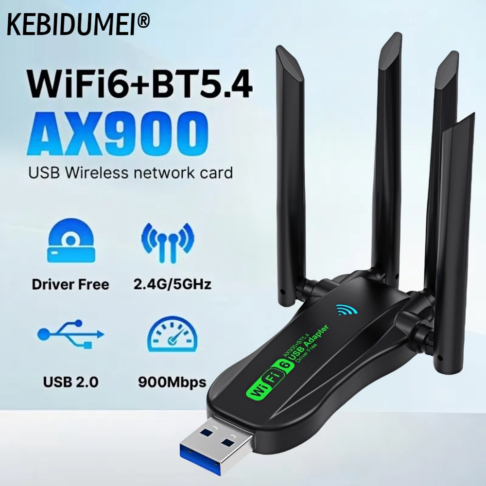 Scheda di rete WiFi 900Mbps 2.4G/5Ghz Bluetooth 5.4 Dongle Wi-Fi AX900 Ricevitore wireless USB a 4 antenne per PC/Laptop Driver gratuito