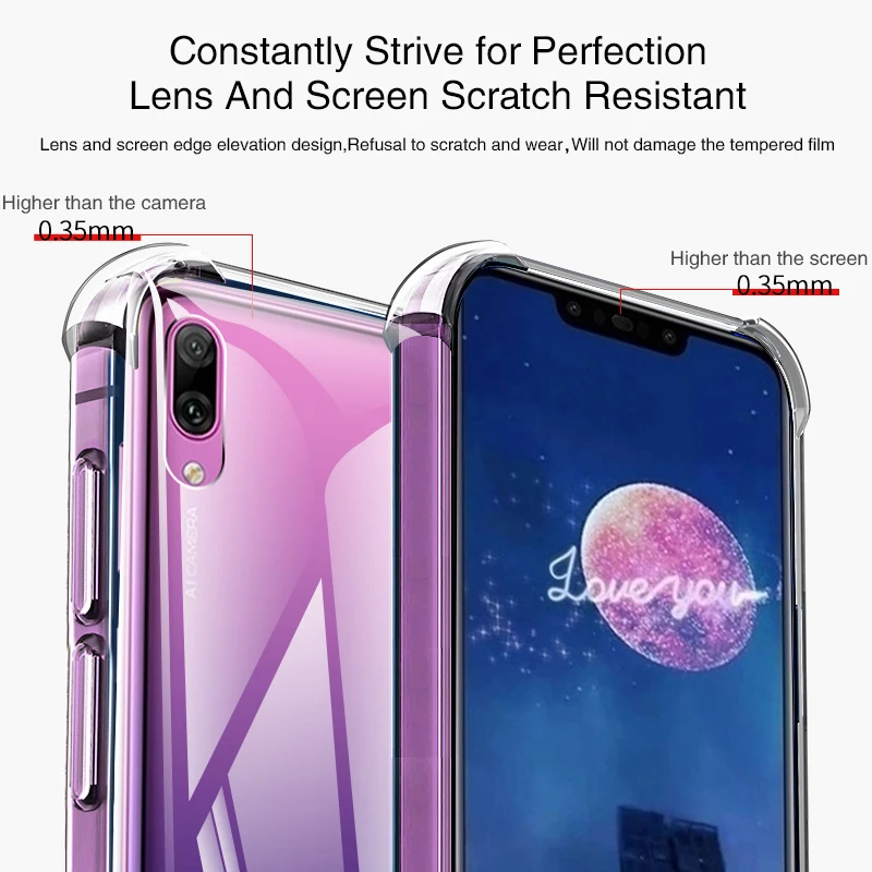 Airbag-silikon-handyhülle für huawei nova 3, nova 3, 3i , 3e 2s 2i, 2 plus lite, transparent, original tpu, einfache rückseite