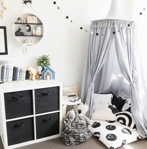Kinderen Kwastje Tent Opgehangen Koepel Mug N Baby Spelen Tent Voor Kinderen Katoen Tipi Indoor Teepees Voor Kinderen Speelhuisje voor Kids: GRAY
