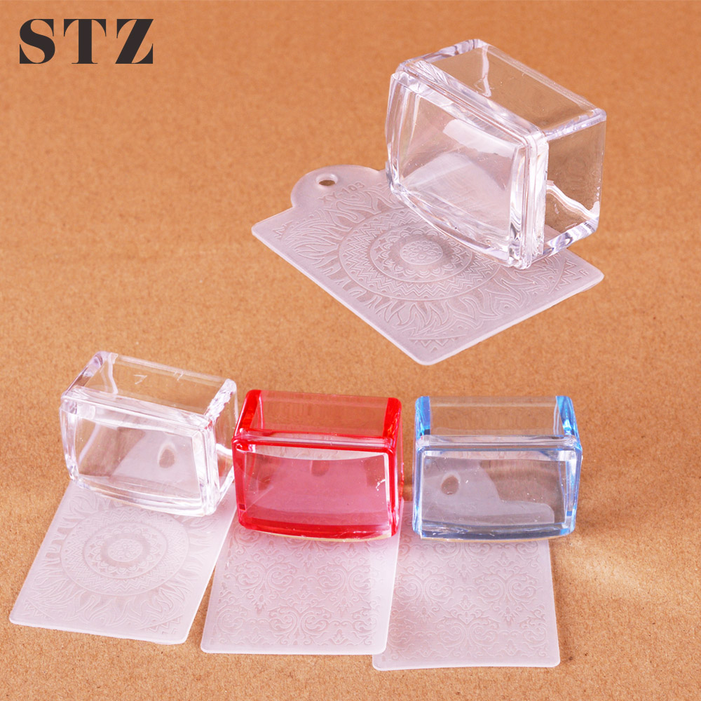 STZ Clear Silicone Jelly Nail Stamper Met Schraper Set Nail Art Stamping Gereedschap Voor Stempel Transfer Printen Plaat Manicure #622