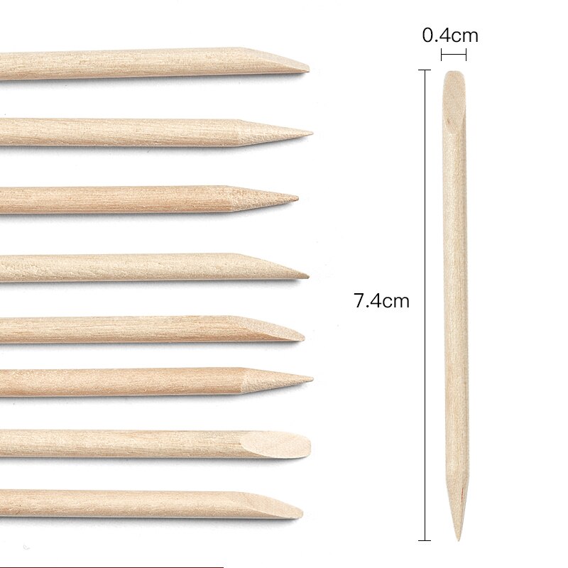 Set van 10/50/100 stuks nagelkunst nagelriemduwer oranje houten stokjes nagelriemduwer remover manicure pedicure verzorging