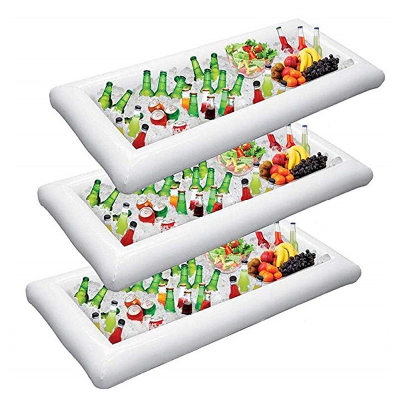 Bærbare svømmeluftmadrasser pool flyder oppustelig ølbord madras isspand servering salatbar bakke mad vandsport