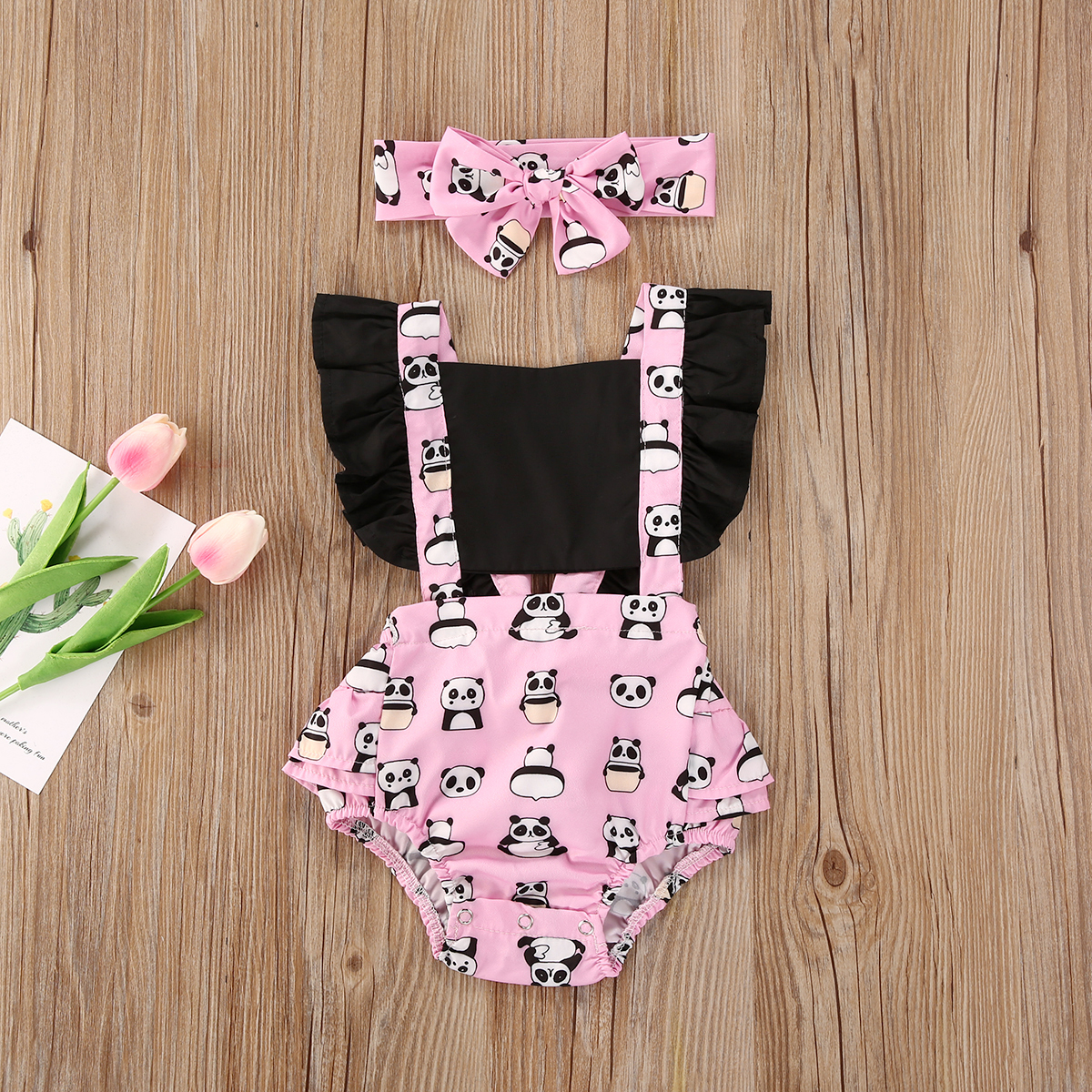 recién verano bebé Infante niñas Bodysuits vincha 2 uds Animal Print Ruffles manga corta monos