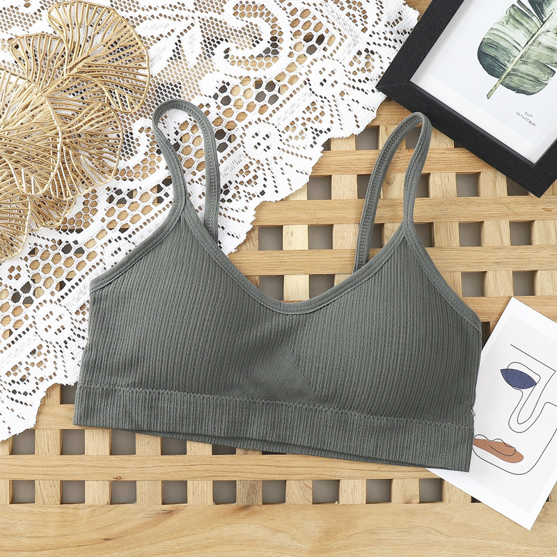 Women Wireless Padded Tube Top One-piece Solid Color Bralette Backless Nonadjusted Straps Crop Top 2022: dark green