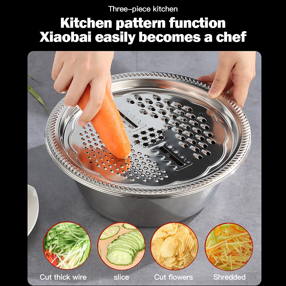 Multifunctional Creativity Stainless Steel Grater Basin Grater Food Drainer Vegetable Slicer Household Product Kitchen Accessory