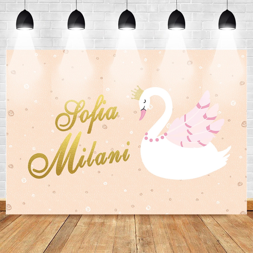 Neoback Weiß Schwan Hintergrund für Fotografie Baby Geburtstag Sofia Milani Thema Party Banner Dekor Foto Hintergrund Orange Hintergrund