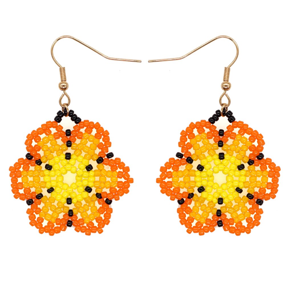Go2Boho Jewelry Dangle Earrings Color Gradient Miyuki Seed Beads Woven Daisy Flower Earrings for Women Earings 2022: MG-E210061D