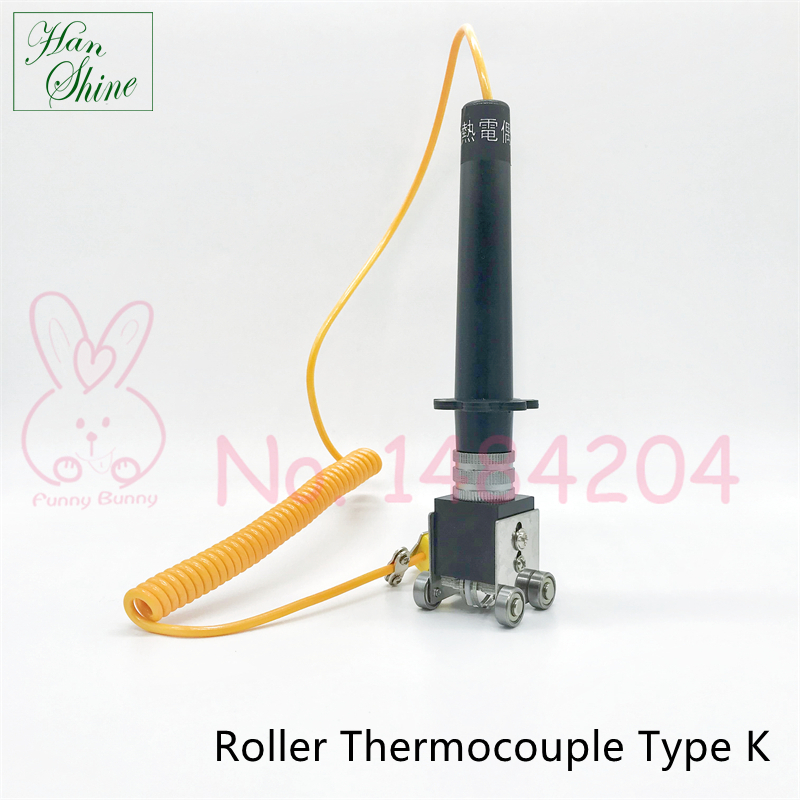 Type K Roller Surface Thermocouple -50°C ~ 500°C Handheld Contact Temperature Sensor for Moving or Rotating Surfaces
