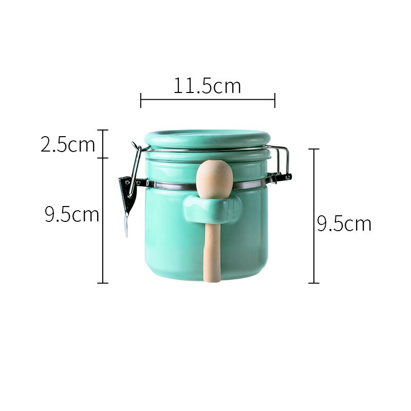 Keramik Verschlossenen Dosen Mit Deckel Löffel Solide Tee Kaffee Lebensmittel Lagerung Panzer Manuelle Stil Küche Lagerung Glasglas Dekorative Können ZL341: Blau S