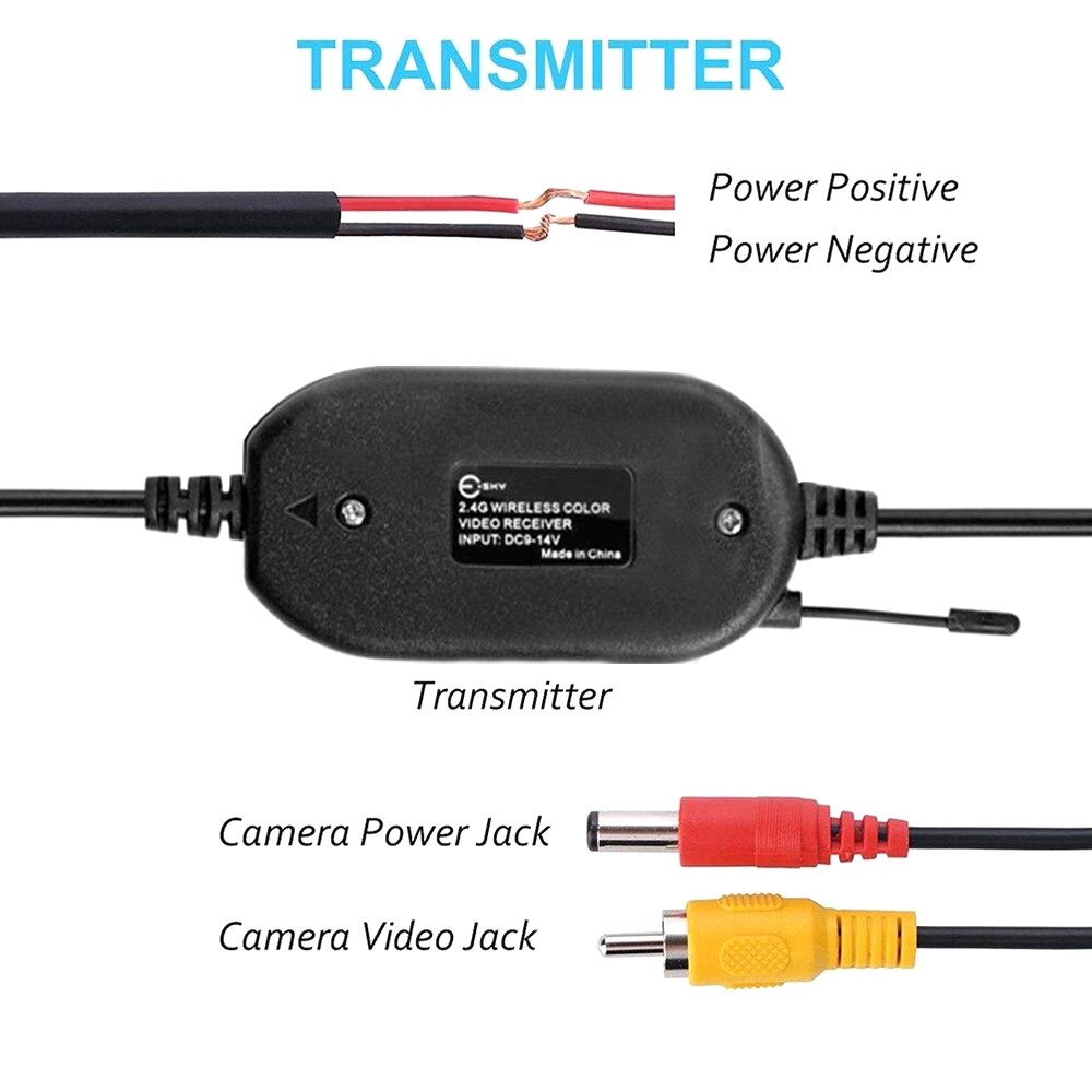 Récepteur sans fil pour caméra de recul | 2.4GZ, connecteur de caméra de vue arrière récepteur sans fil pour voiture