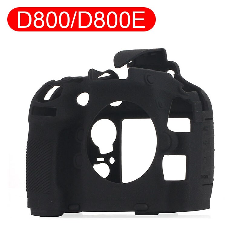 Funda de goma de silicona suave HQ para cámara Nikon D500 D750 D800 D810 D850: D800 D800E Black