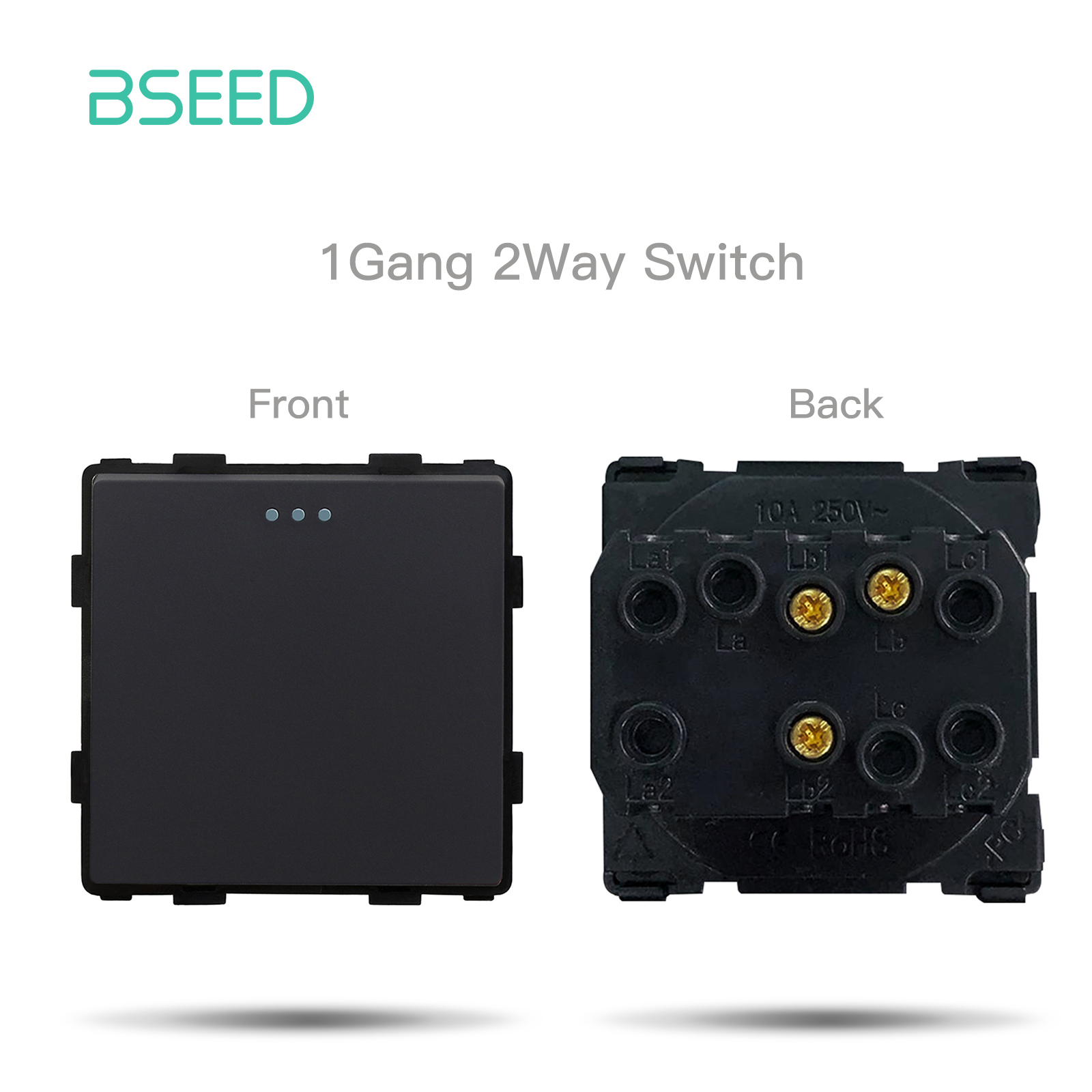 BSEED Mechanical Button Switch Part 1/2/3Gang 1/2Way Wall Socket Function Parts Glass Frame White Black DIY Combination: Type1