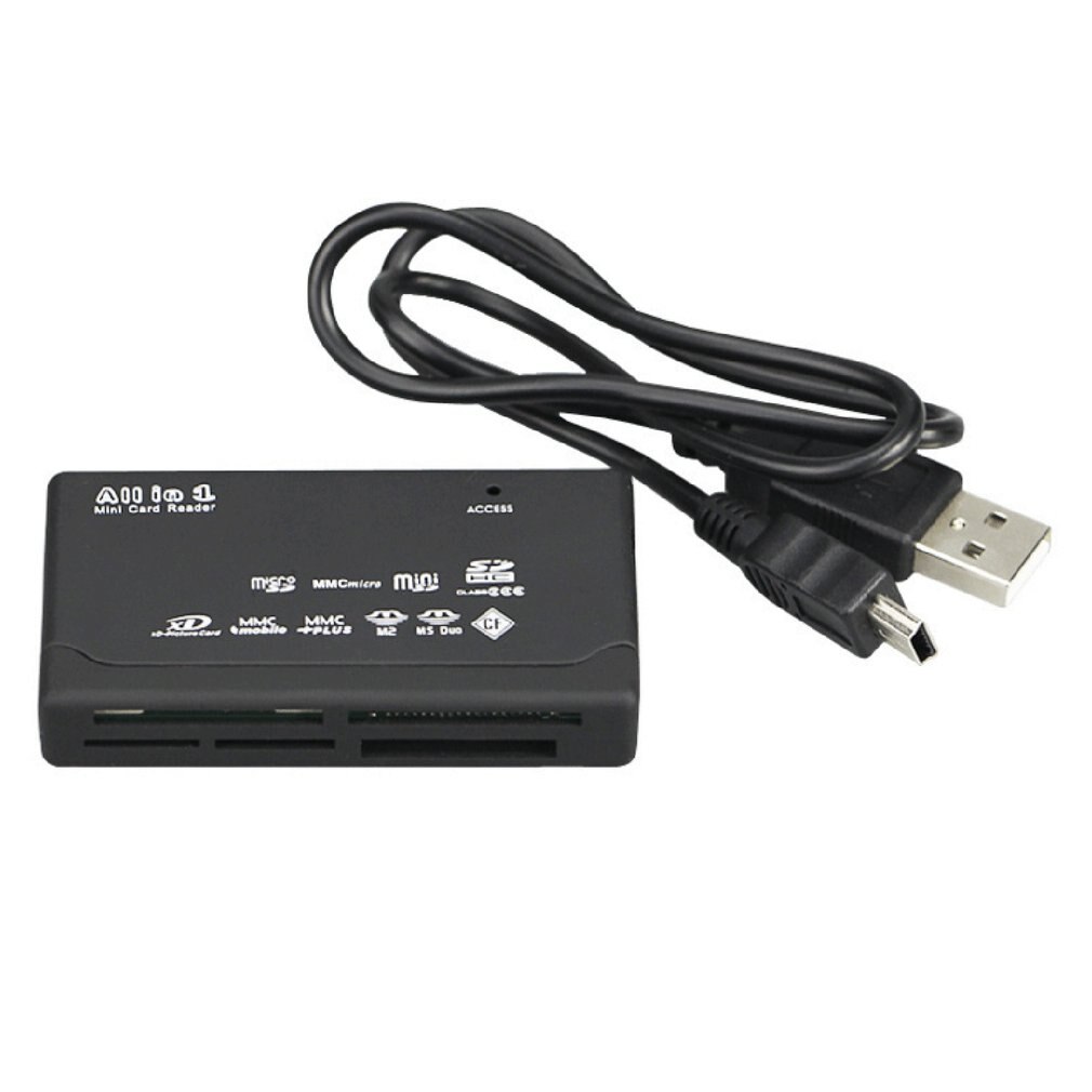 Lecteur de carte mémoire Mini 26-en-1 USB 2.0 haute vitesse pour CF xD SD MS SDHC avec lecteur de carte lumière LED