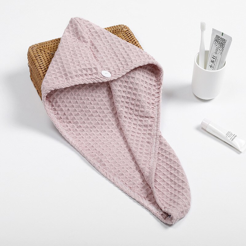 Witte Wafel Stof Magic Microfiber Haar Sneldrogende Droger Handdoek Cap Tulband Head Wrap Baden Wafel Handdoek: pink