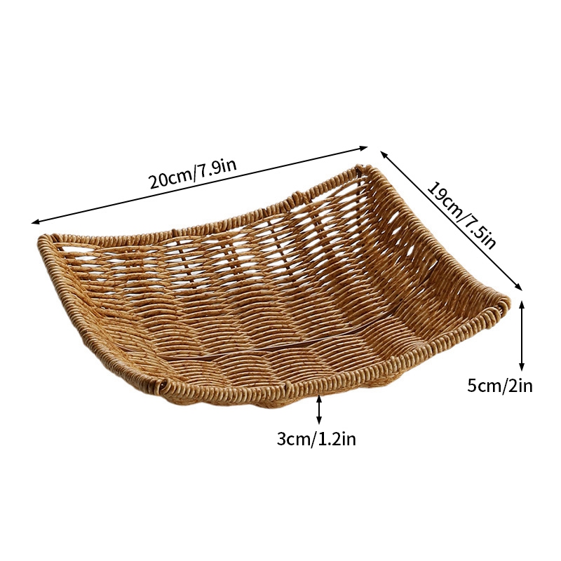 Rattan frugtbrød snacks opbevaringsbakke kaffebar opbevaringskurv nordisk desktop kosmetik diverse organizer køkken opbevaringskasser: Sort