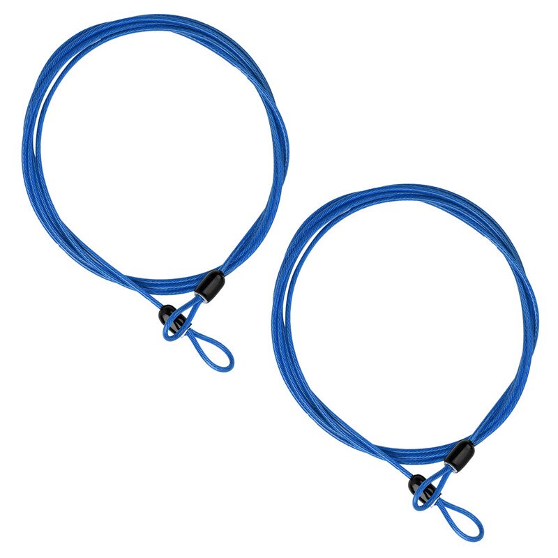 2pcs Bicycles Safety Cable Lock PVC Braided Steel Coated Double Loop Lightweight Security Cable Lock Bike Tolls Safety Wire: Blue