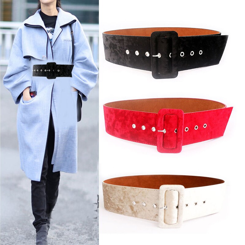 Cinturones de talla grande para mujer, corsé de cintura a la , Gran ancho, de , color Beige, Negro, Rojo, con superficie de terciopelo
