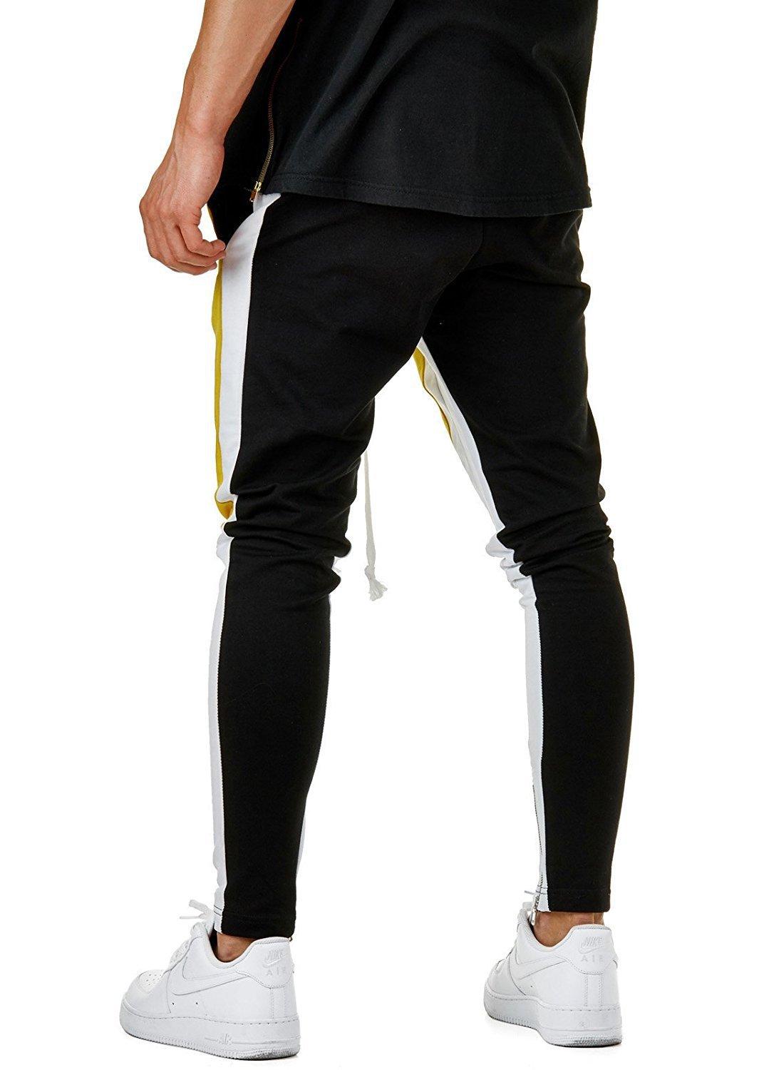 Streetwear sportstøj herre kausal lynlås hip hop patchwork snøre sweatpants bukser plus str.