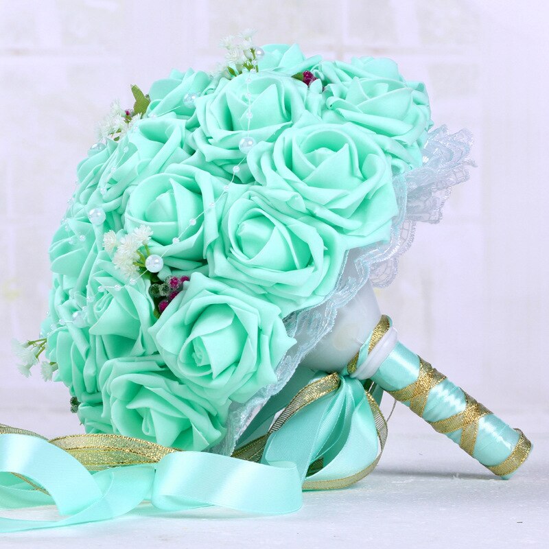 Bourgogne mariage Bouquet Rose/rouge/blanc/bordeaux mariée demoiselle d'honneur fleur artificielle fleur Rose Bouquet mariée