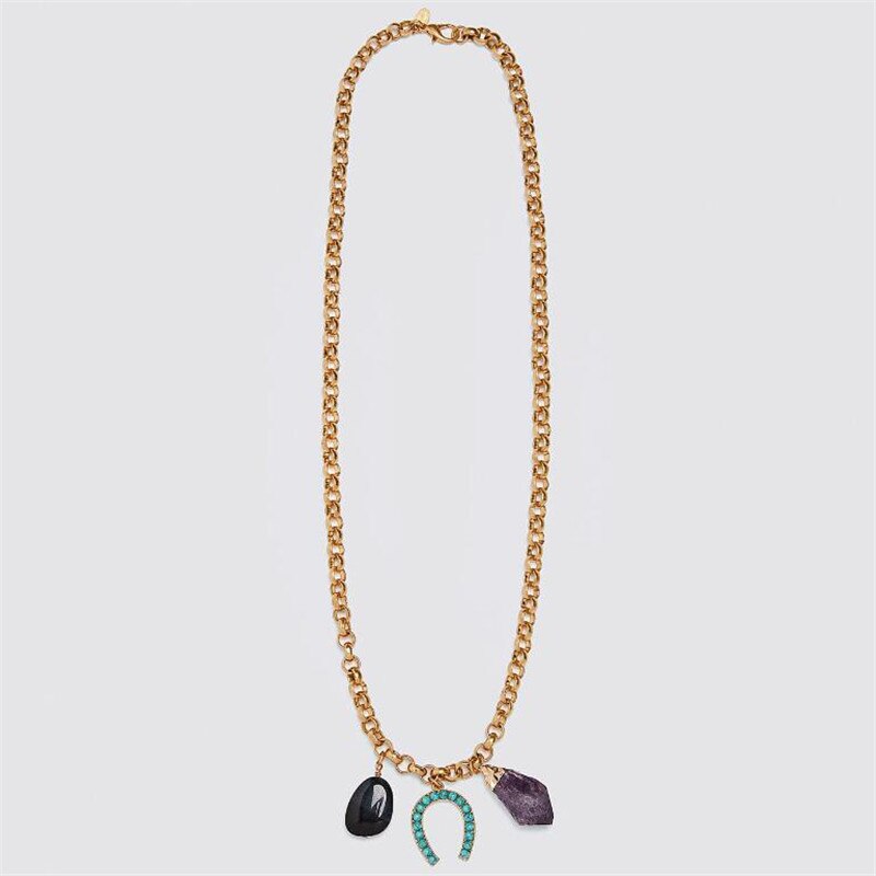 2021 nova za statement gargantilha colar feminino chian ouro multi pingentes maxi longo colar de jóias feminino vintage bohomia colar: B