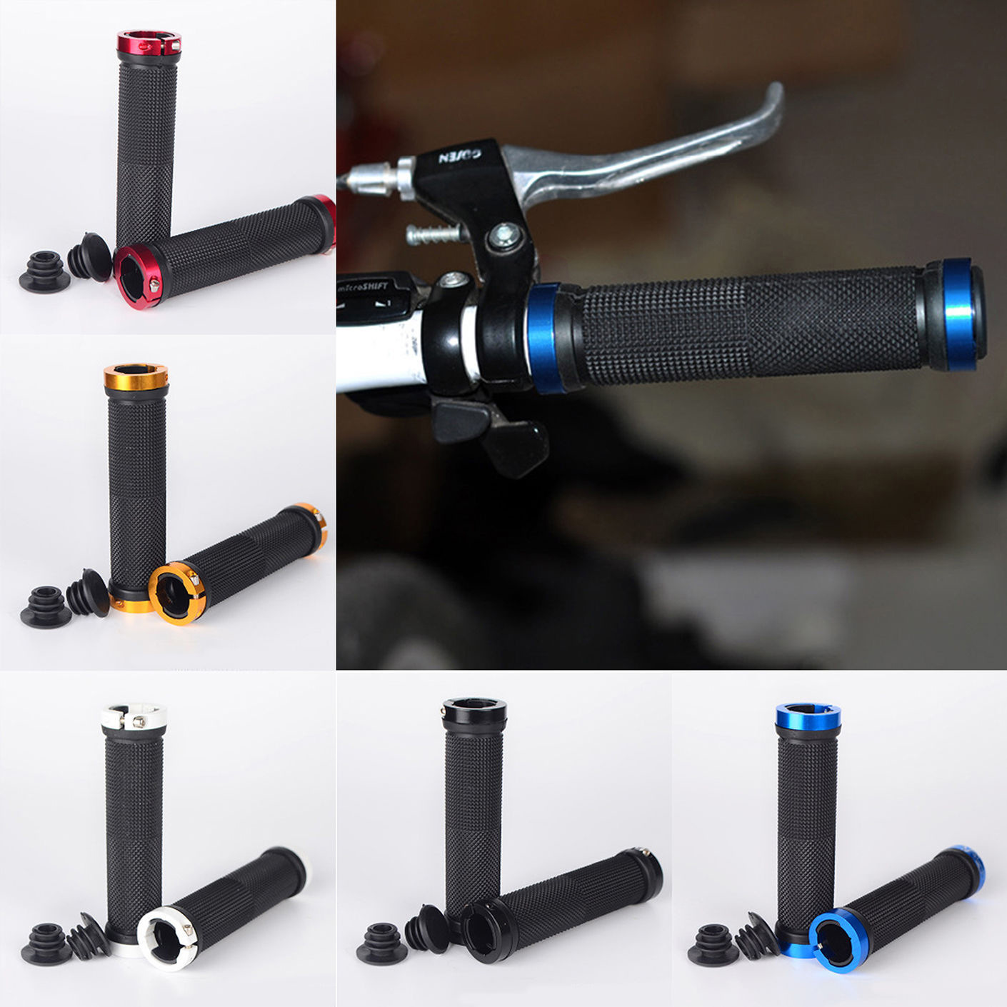 Puños de aleación de goma PE para bicicleta de montaña, puños de bloqueo Bilateral, empuñadura antideslizante, manga de manillar de ciclismo, accesorios de bicicleta BMX