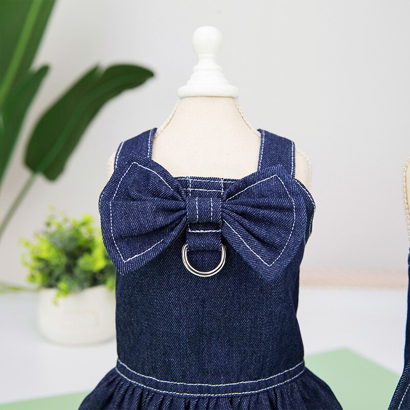 Huisdier Kleding Kleine Hond Jurk Strik Leuke Denim Rok Comfortabele Zachte Handelbaar Jas Mode Mooie Vest Chihuahua Yorkshire