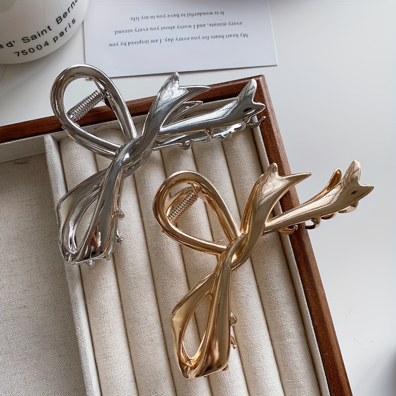Nuevas pinzas para el cabello con lazo de cinta Vintage, pinzas para el cabello de Metal, tocado de cangrejo, horquillas, cola de caballo de tiburón para mujer, accesorios para el cabello, pasadores: Lavanda