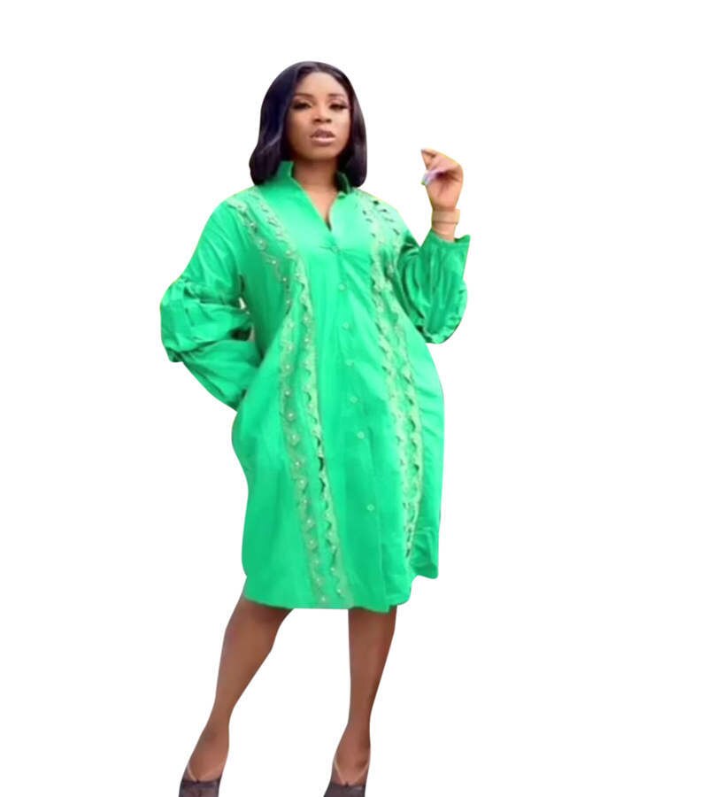 African Dresses For Women Vetement Femme Yellow Africa Shirt Dress African Clothes Dashiki Ankara Dresses Ladies: Green / XL