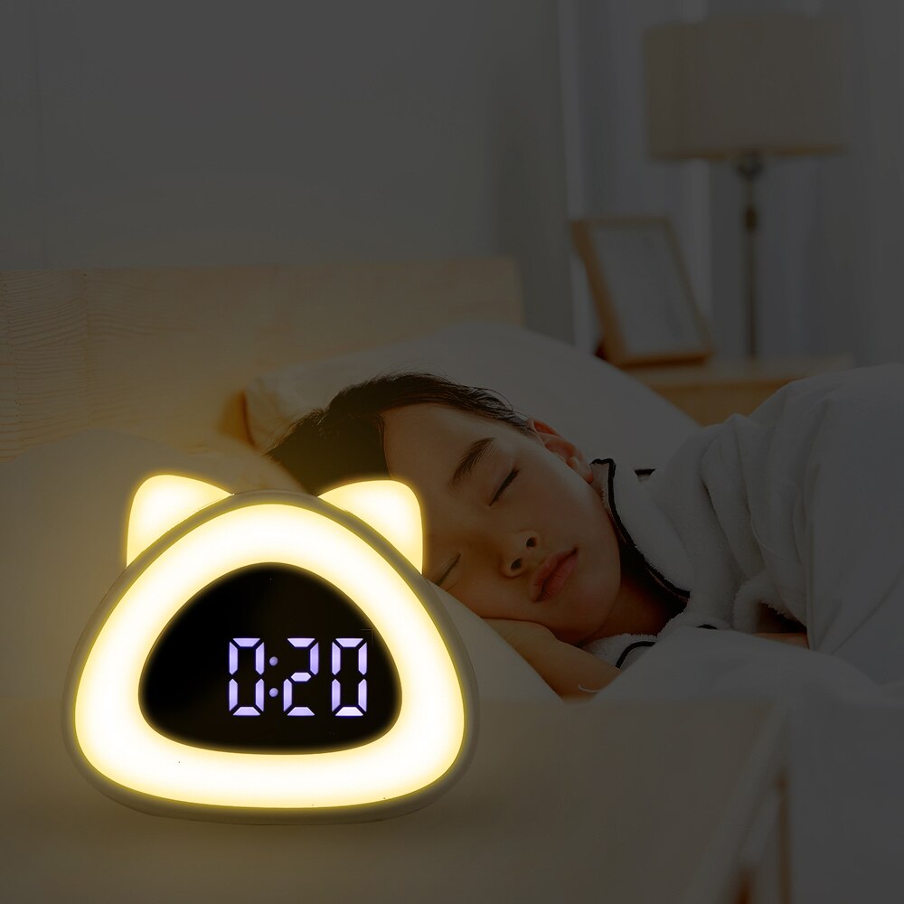 Cat Wake-Up Clock Cat Wake-Up Light Thermometer Led Light Bedside Clock Lamp For Multifunctional Cat Light Sound Controlling
