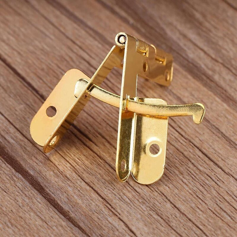 20 PCS 90° Spring Hinge Tenon Hole Support Tool, Suitable For Small Jewelry Wine Clock Door (Gold)