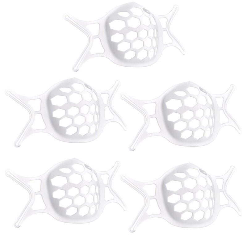 Soporte para mascarilla 3D, ayuda a respirar, cojín interior, soporte de silicona reutilizable, lavable, cuidado de la piel facial: White 5PCS