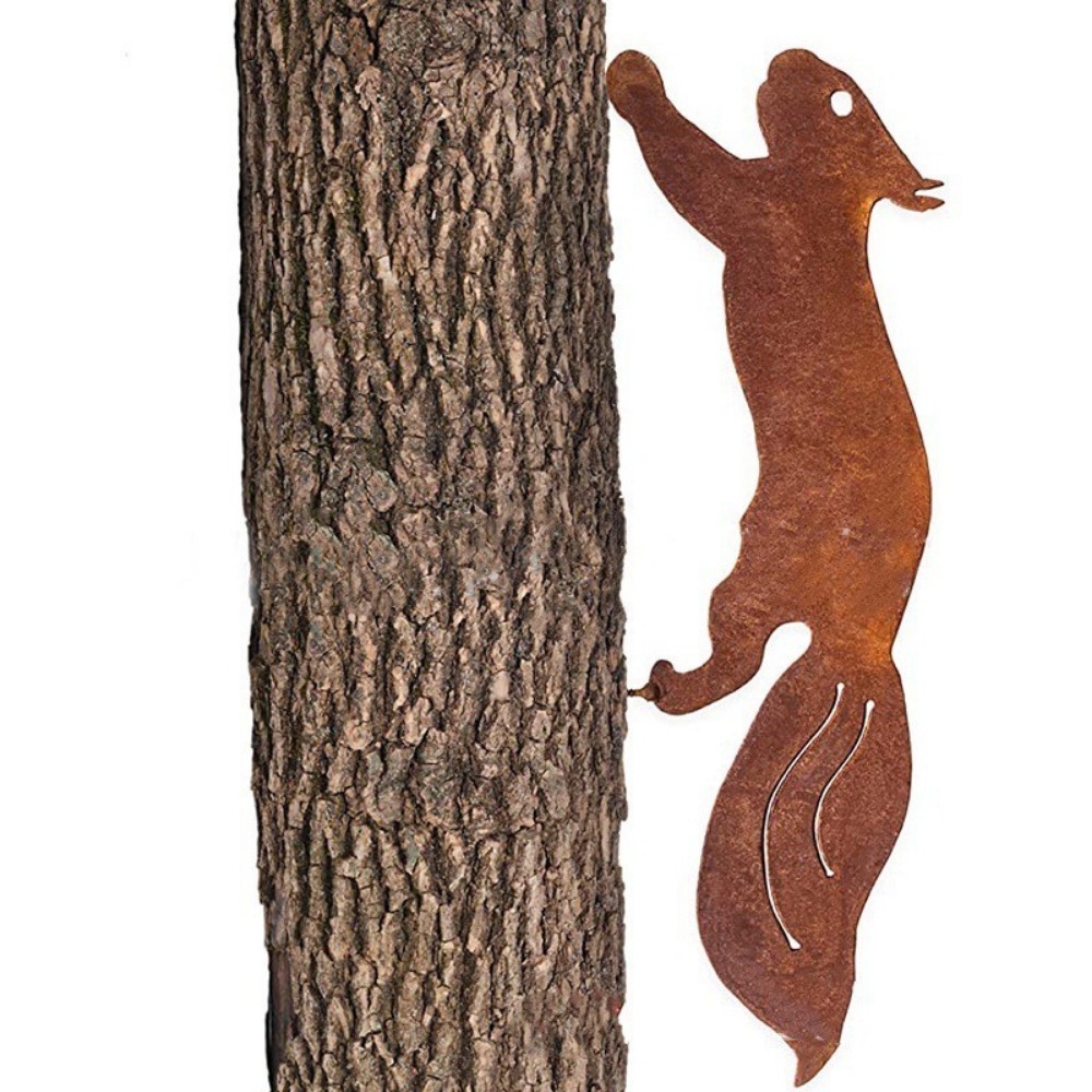 Fer forgé en métal rétro rouillé pour fabriquer des vieux écureuils insérés dans le jardin de la cour, décoration de Silhouette dansante enfichable