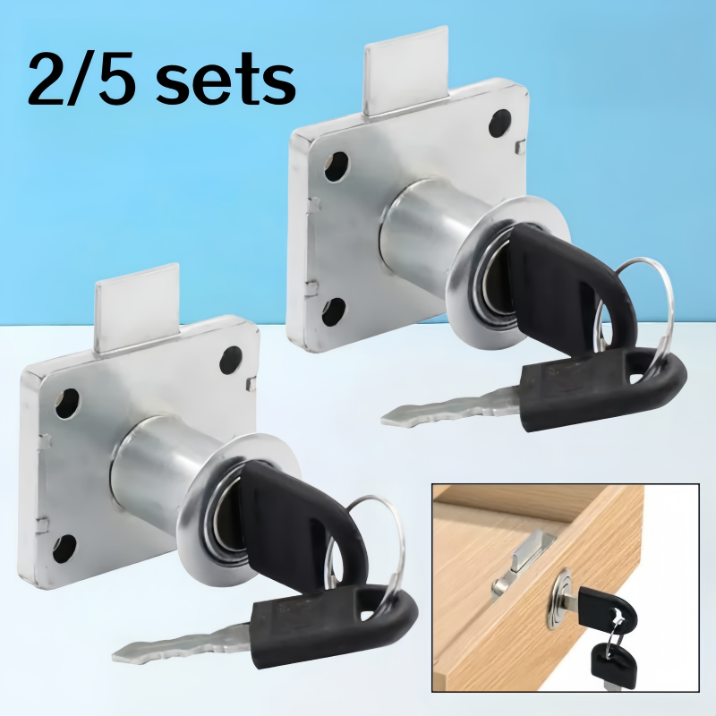 2/5 sets of anti-theft drawer locks, office desk drawer locks, household cabinet locks, universal furniture locks with key locks