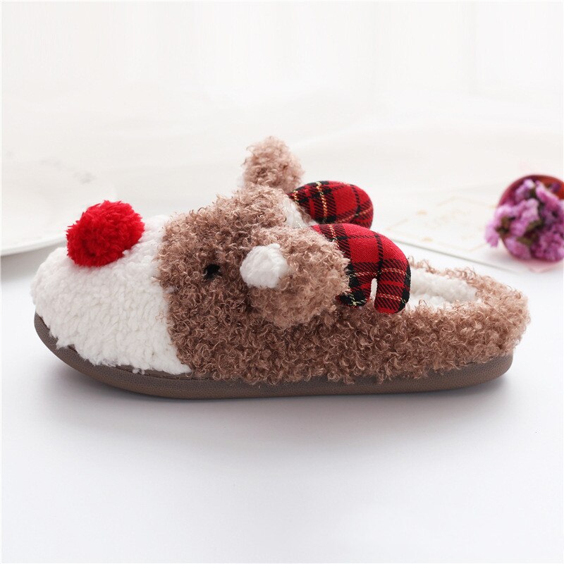 Suihyung Vrouwen Thuis Slippers Winter Warm Furry Indoor Vloer Schoenen Mooie Herten Vorm Slides Vrouw Nep Bont Slippers Katoenen Schoenen