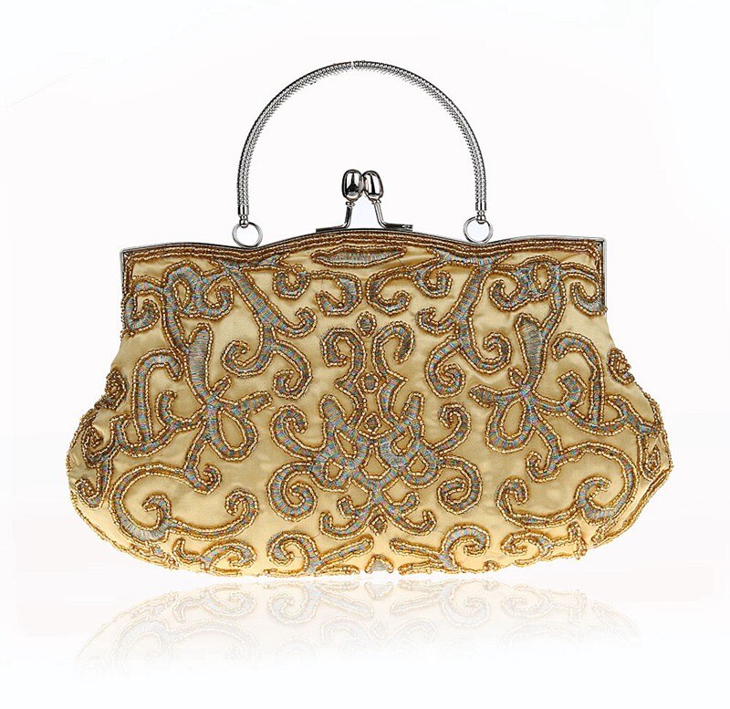 100% Hand made Luxe Dag Clutch Vrouwen Purse Paars keten Dame Avondtasje voor Party Bridal Wedding Zwart Bolsa Feminina: gold