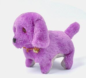 Lucky electronic walking dog Go forward and backward Woof Woof sound Plush toys: Purple