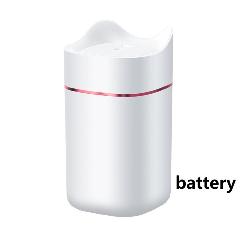 Air Humidifier Home USB Office Aroma Diffuser Intelligent Large Capacity Purification and Hydrating: White Battery type